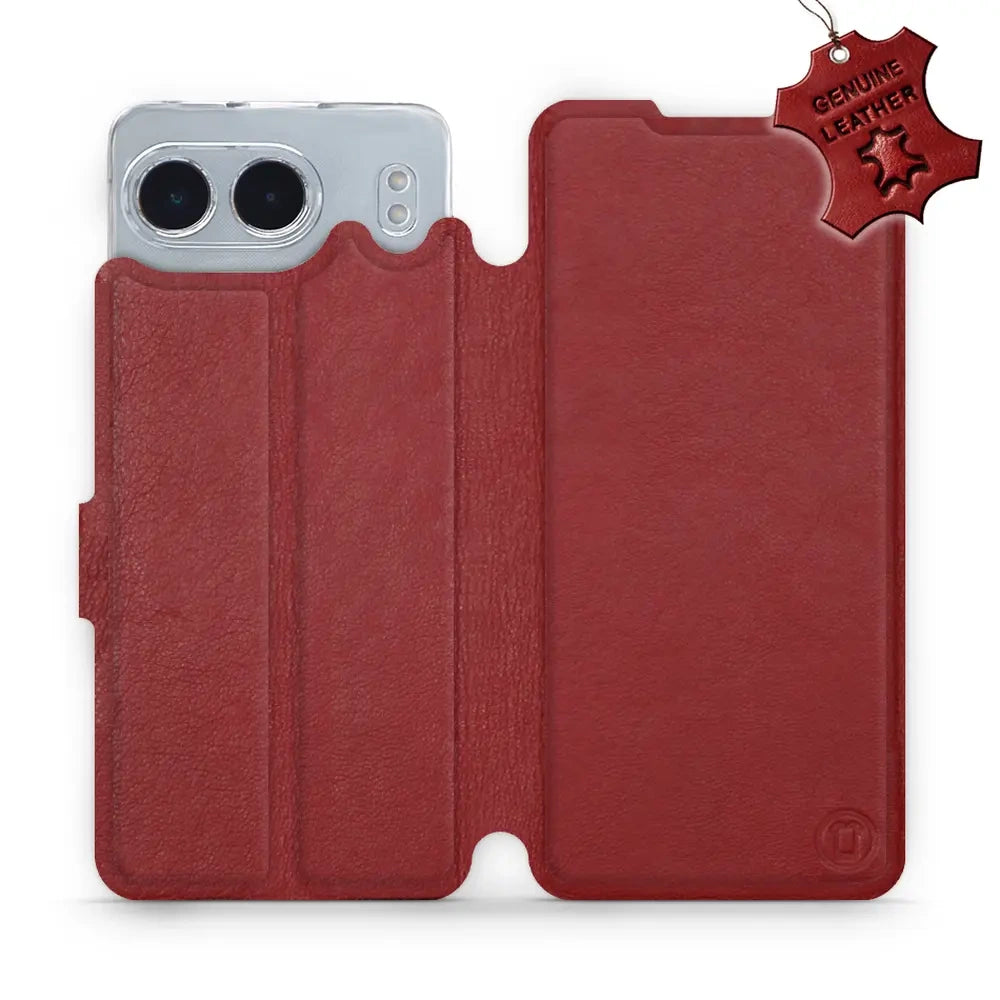 Echtleder Handyhülle für OnePlus Nord 4, Mobiwear Leather, Dunkelrot