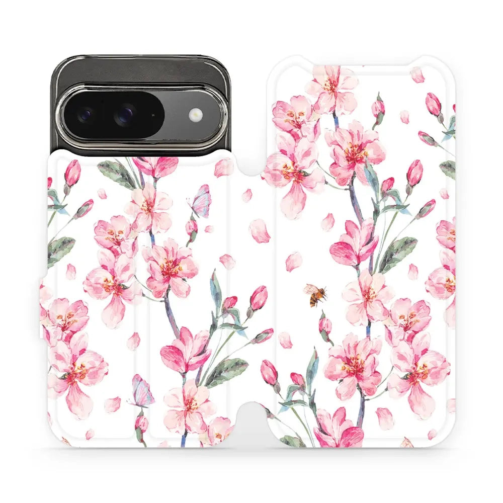 Handyhülle mit klappe für Google Pixel 9, Mobiwear Book, Rosa Frühling