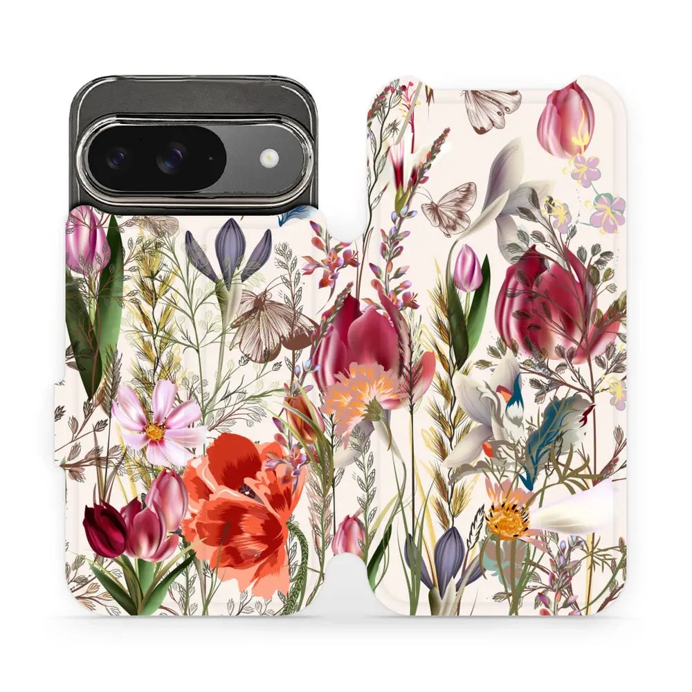 Handyhülle mit klappe für Google Pixel 9, Mobiwear Book, Blumenstrauß