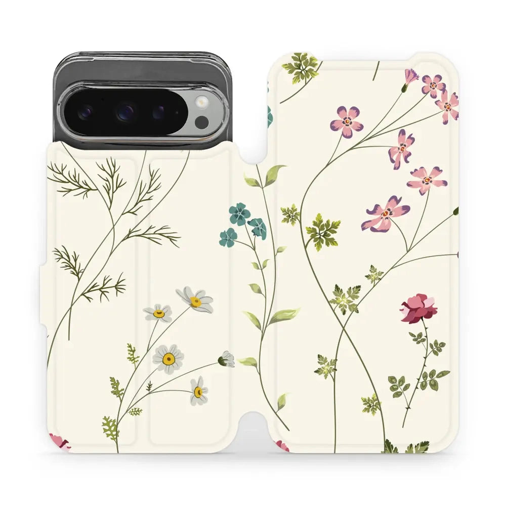 Handyhülle mit klappe für Google Pixel 9 Pro XL, Mobiwear Book, Feldblumen