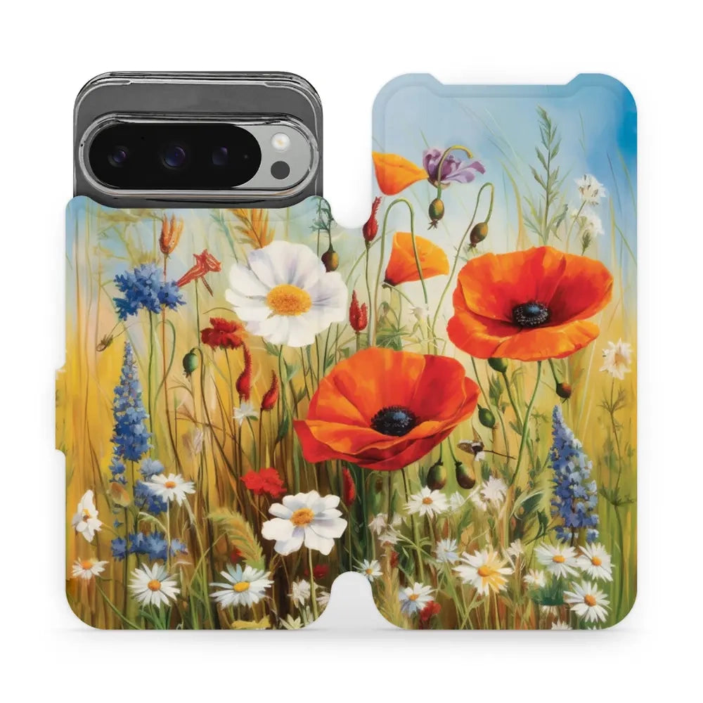 Handyhülle mit klappe für Google Pixel 9 Pro XL, Mobiwear Book, Wiesenblumen