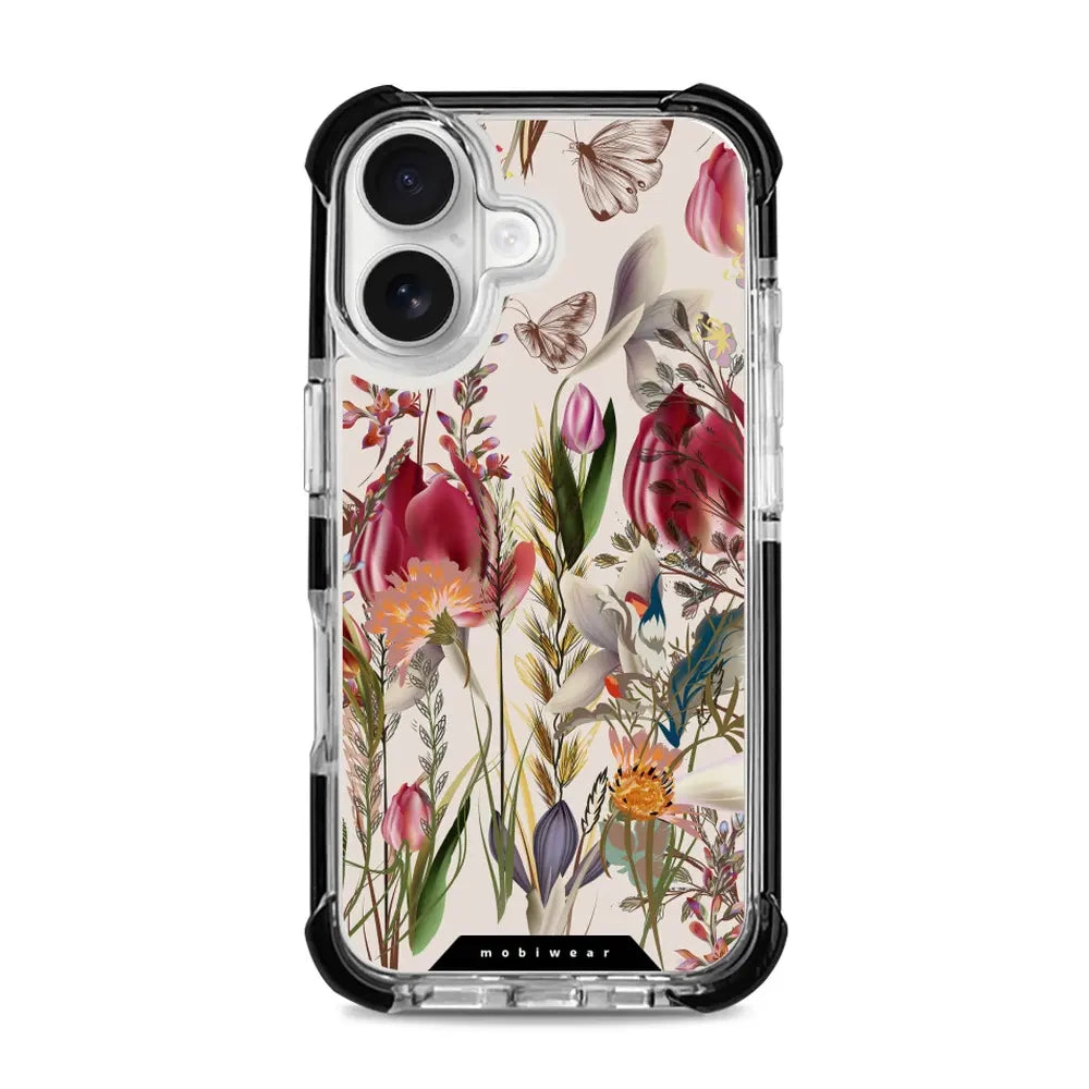 Handyhülle für iPhone 16 mit MagSafe, Mobiwear Elite Bumper, Blumenstrauß