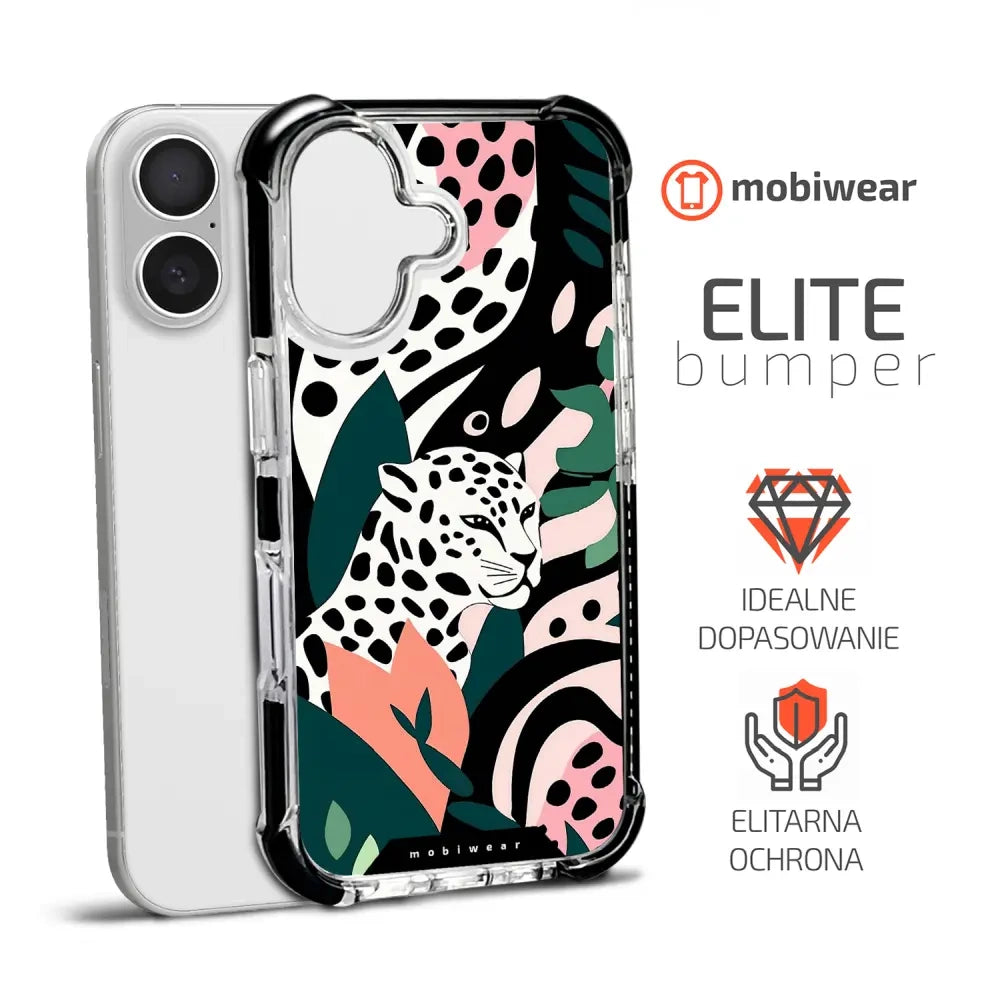 Handyhülle für iPhone 16 Plus mit MagSafe, Mobiwear Elite Bumper, Tropischer Gepard