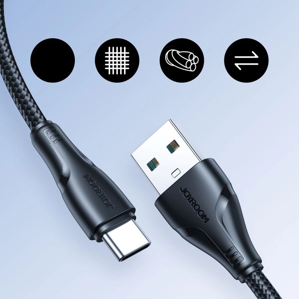 Ladekabel / Datenkabel USB-A zu USB-C, Joyroom Surpass Series, 3A, 1.2m, Schwarz