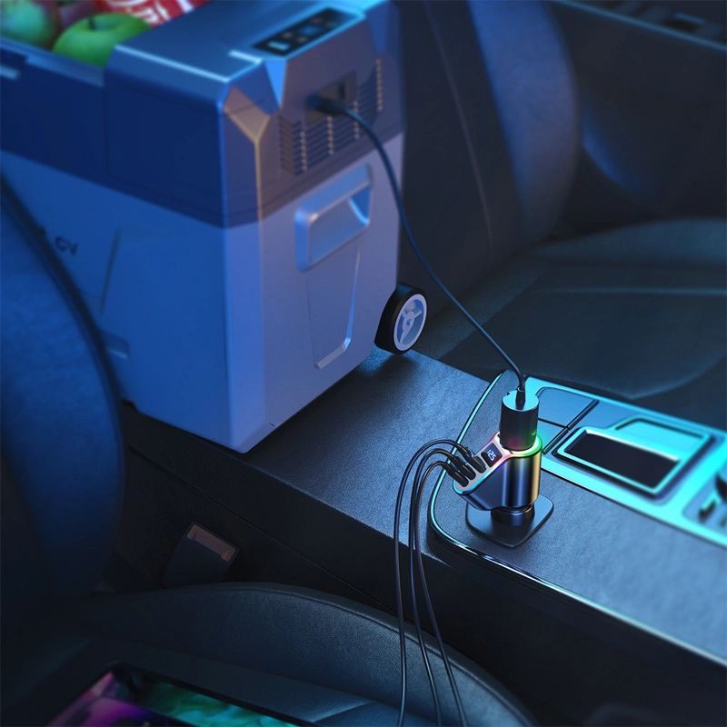 Autoladegerät 4in1 1x USB-A QC 3.0 / 2x USB-C PD 3.0 / 1x Zigarettenanzünder-Verlängerungssteckdose, Joyroom 4-in-1 Car Charger JR-CL21, 150W, Schwarz