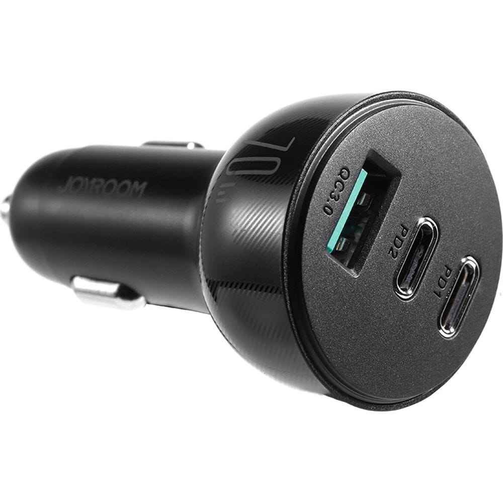 Autoladegerät 1x USB-A QC 3.0 / 2x USB-C PD 3.0, Joyroom Car Charger JR-CL26, 70W, Schwarz