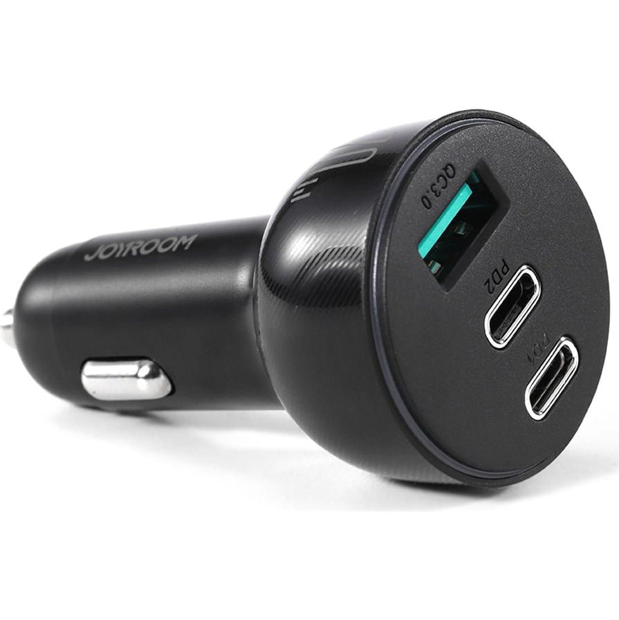 Autoladegerät 1x USB-A QC 3.0 / 2x USB-C PD 3.0, Joyroom Car Charger JR-CL26, 70W, Schwarz