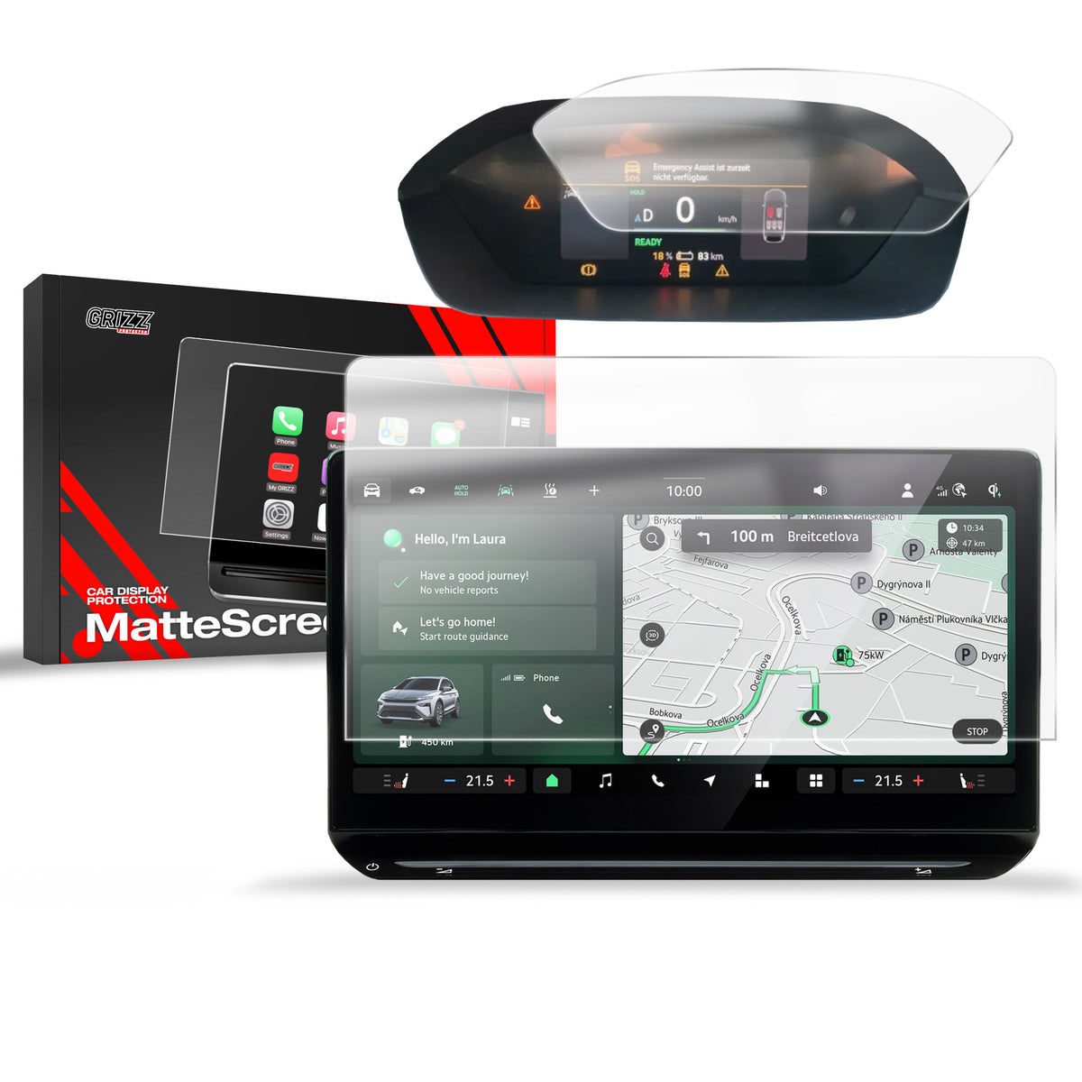 Matte Autodisplayfolie 2in1 für Skoda Elroq 13" (2025-2026), Grizz Protector
