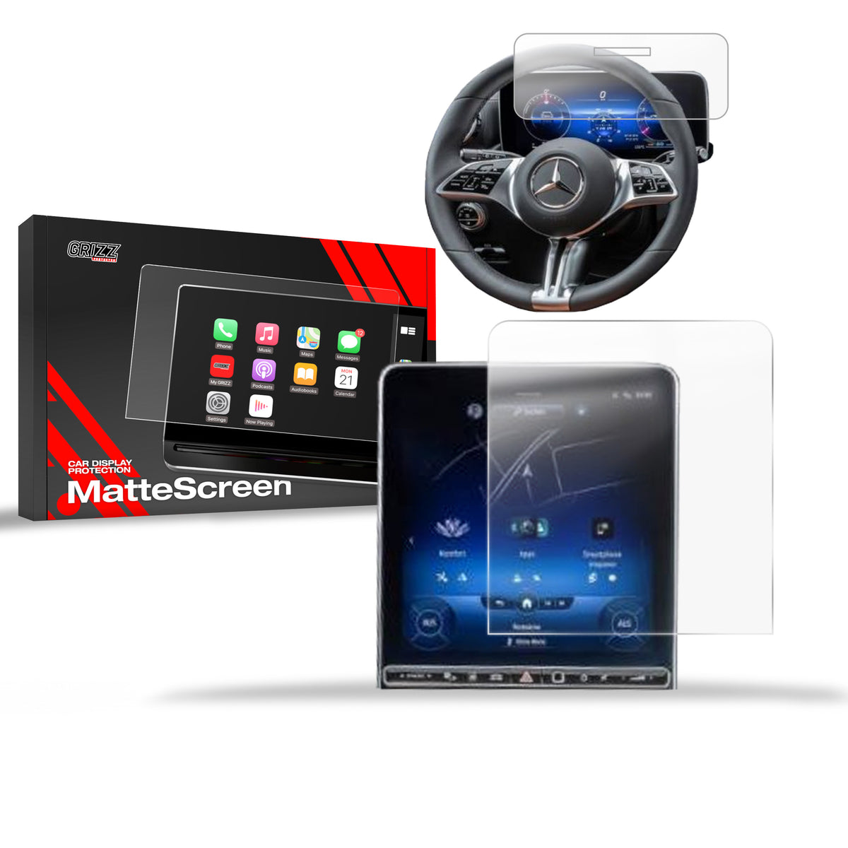 Matte Autodisplayfolie 2in1 für Mercedes S Klasse W223 (2020-2026), Grizz Protector
