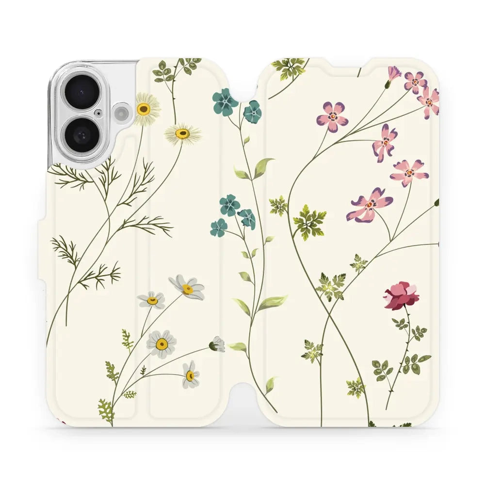 Handyhülle mit klappe für iPhone 16, Mobiwear Book, Feldblumen
