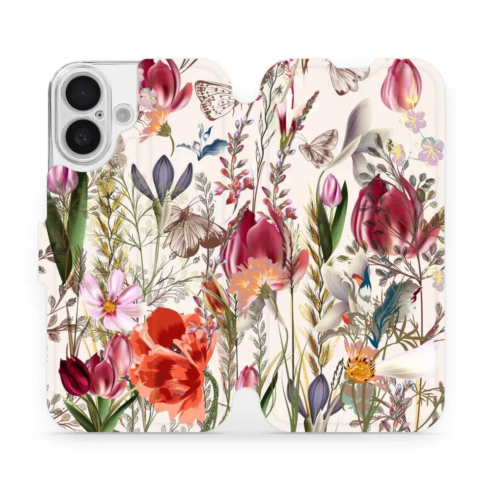 Handyhülle mit klappe für iPhone 16, Mobiwear Book, Blumenstrauß