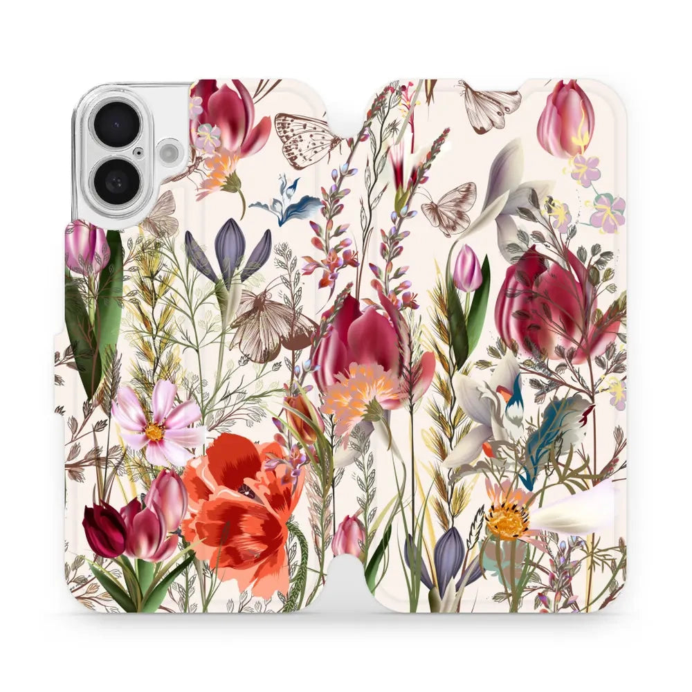 Handyhülle mit klappe für iPhone 16 Plus, Mobiwear Book, Blumenstrauß