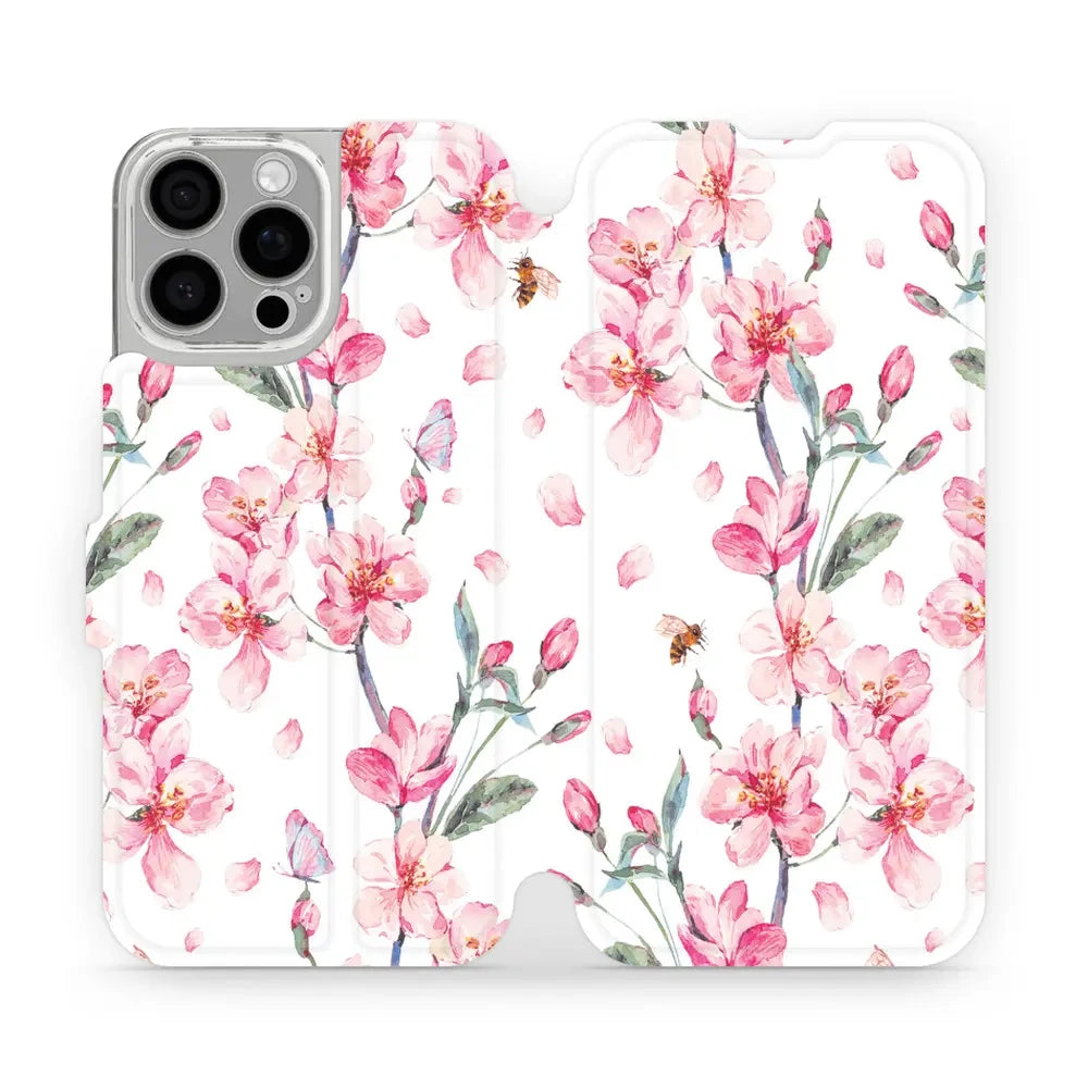 Handyhülle mit klappe für iPhone 16 Pro Max, Mobiwear Book, Rosa Frühling
