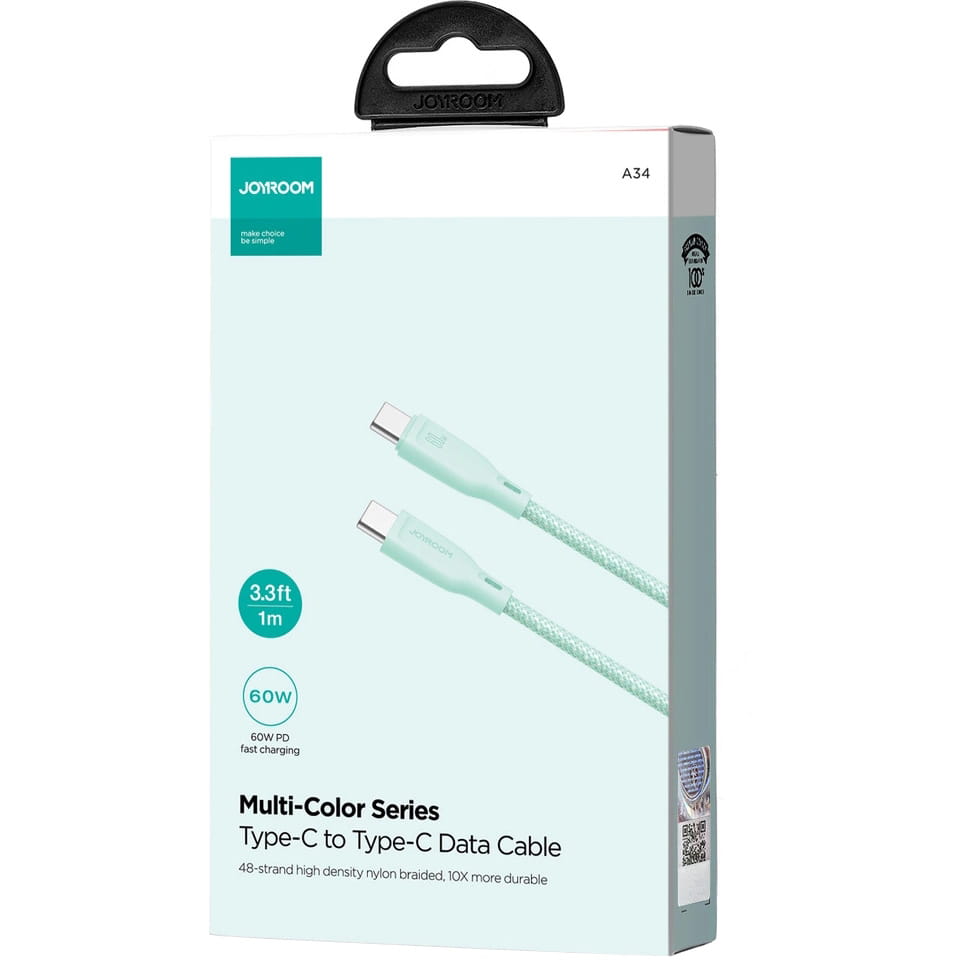 Ladekabel / Datenkabel USB-C zu USB-C, Joyroom Multi-Color, 60W, 1m, Grün