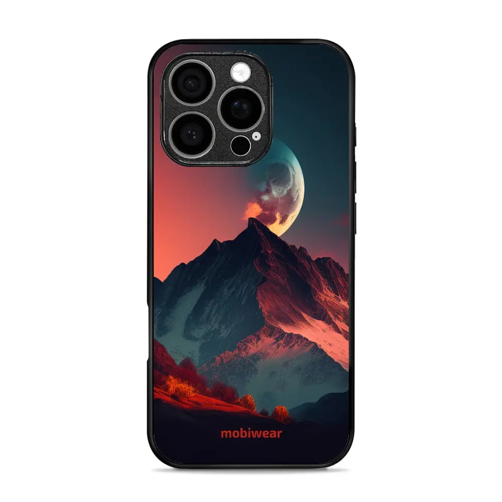 Handyhülle für iPhone 16 Pro, Mobiwear Glossy Case, Gebirgsdämmerung