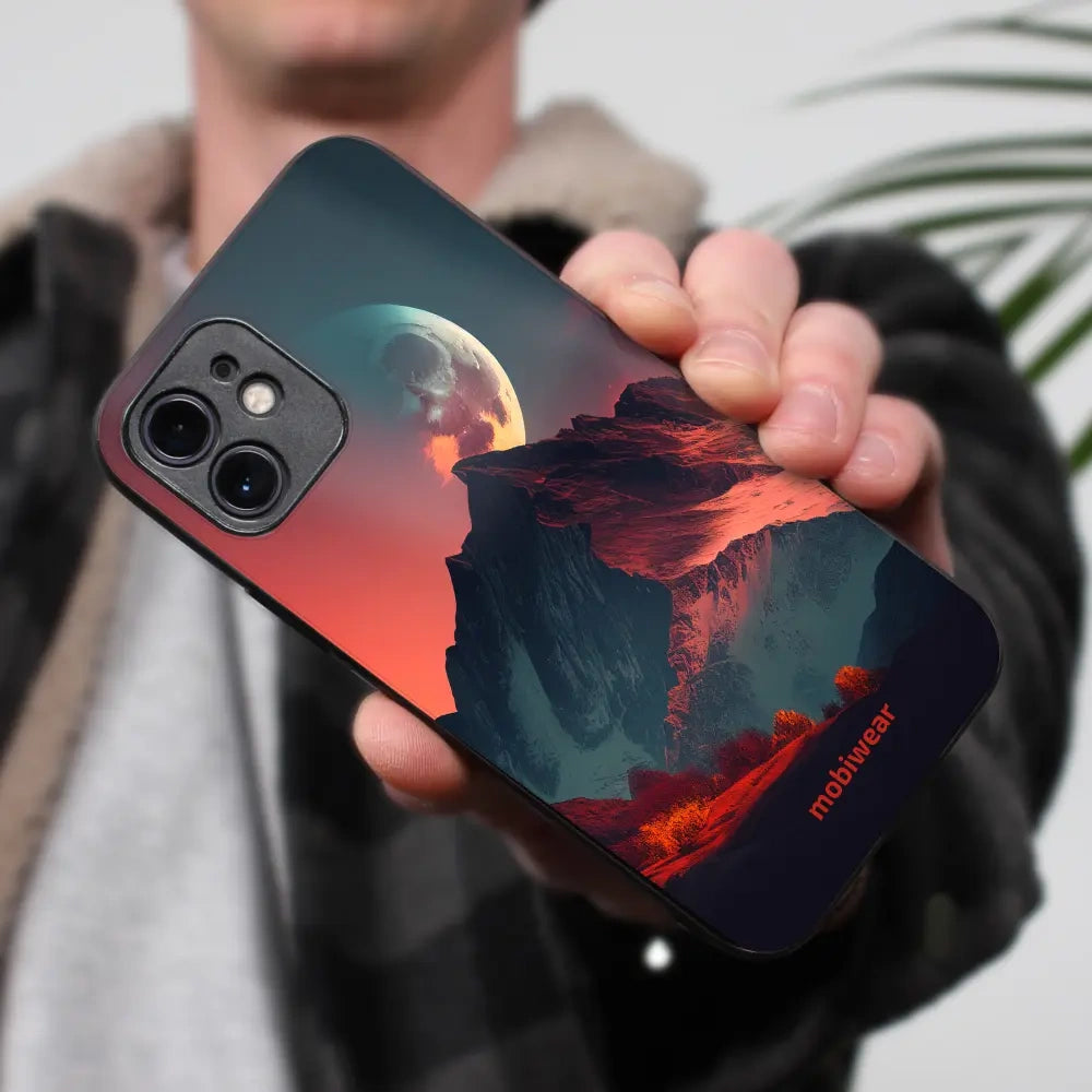 Handyhülle für iPhone 16 Pro, Mobiwear Glossy Case, Gebirgsdämmerung
