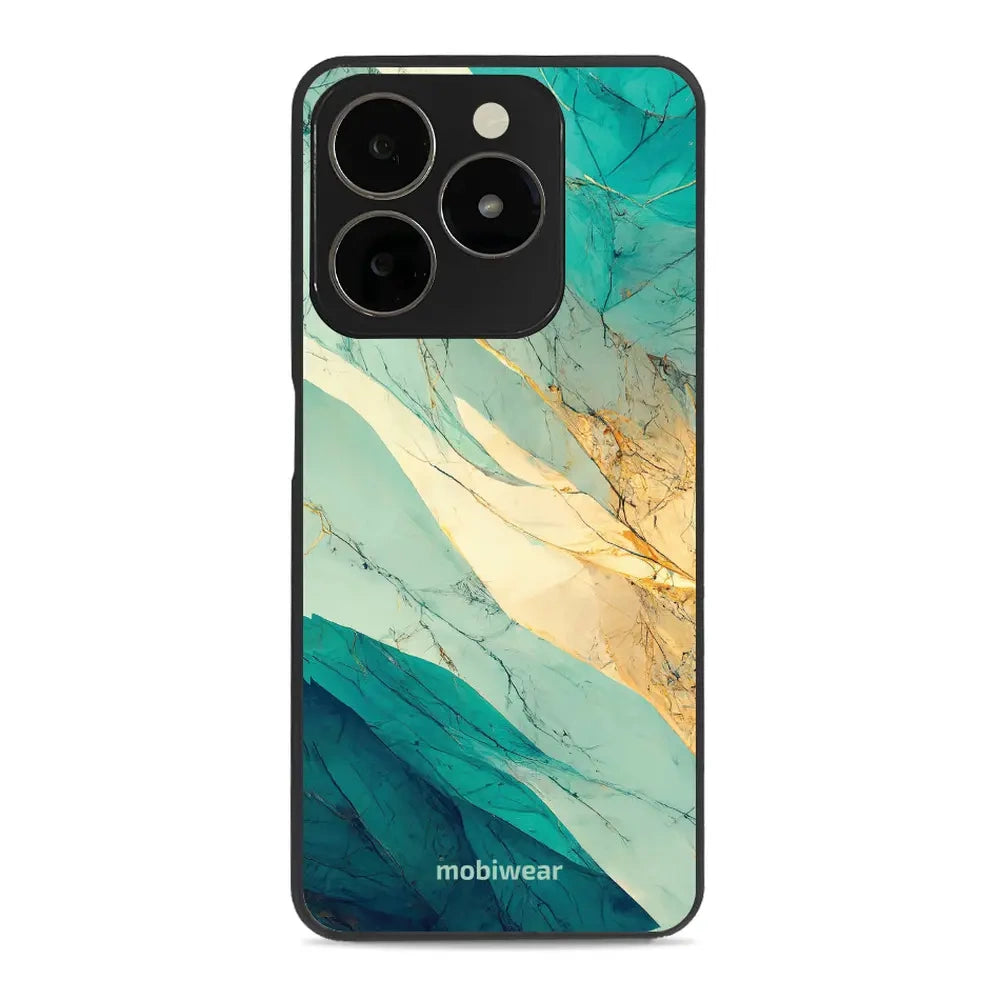 Handyhülle für Realme C63 4G, Mobiwear Glossy Case, Türkis-Marmor