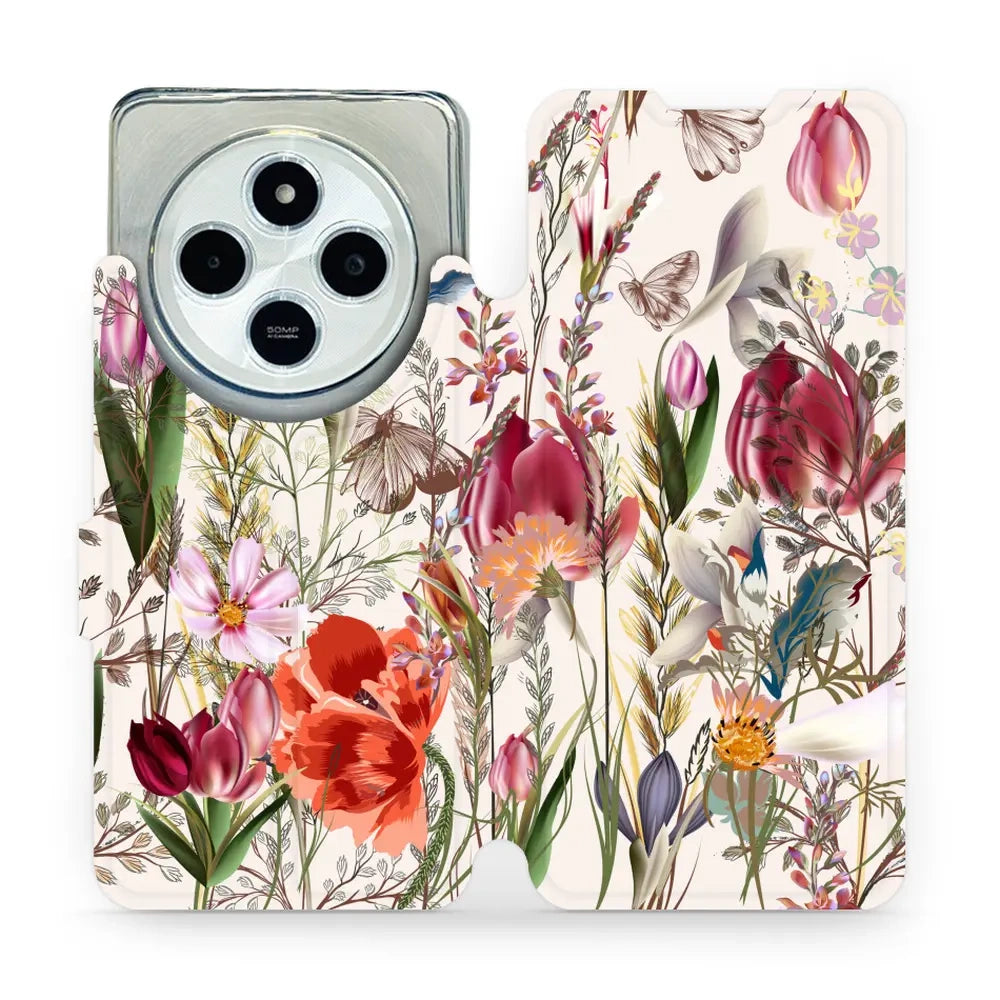Handyhülle mit klappe für Xiaomi Redmi 14C 4G, Mobiwear Book, Blumenstrauß