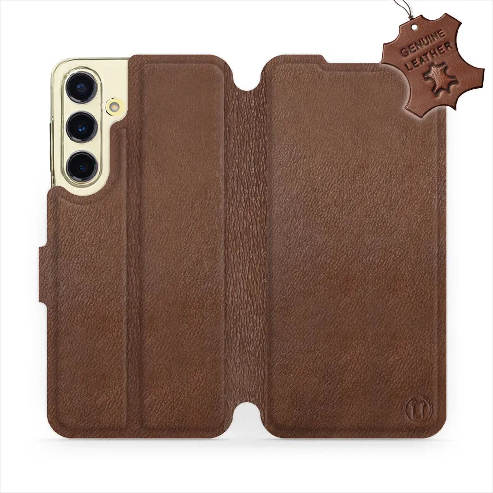 Echtleder Handyhülle für Galaxy S24 FE, Mobiwear Leather, Braun