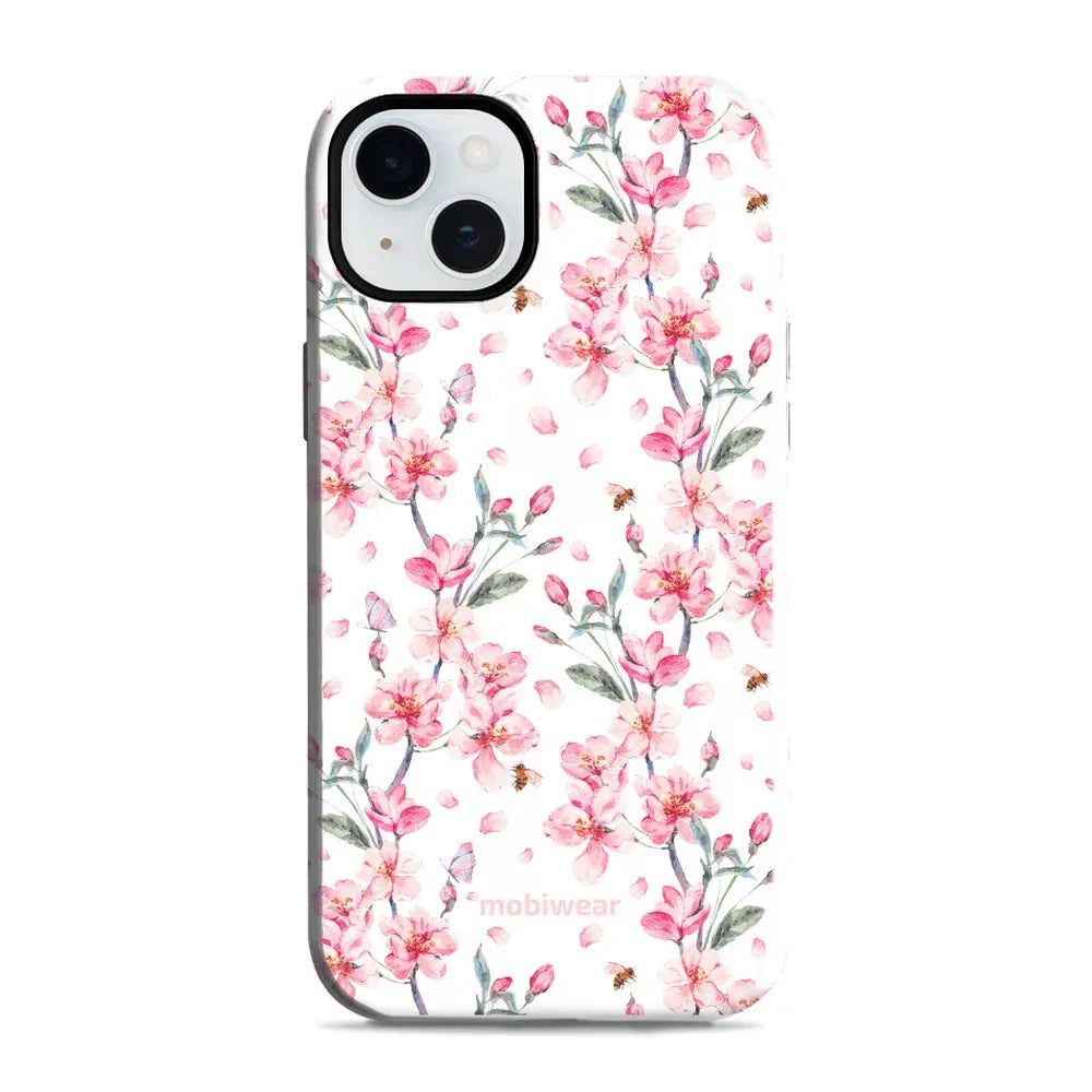 Handyhülle für iPhone 15 Plus, Mobiwear Elite Pro, Japanischer Blumenstrauß