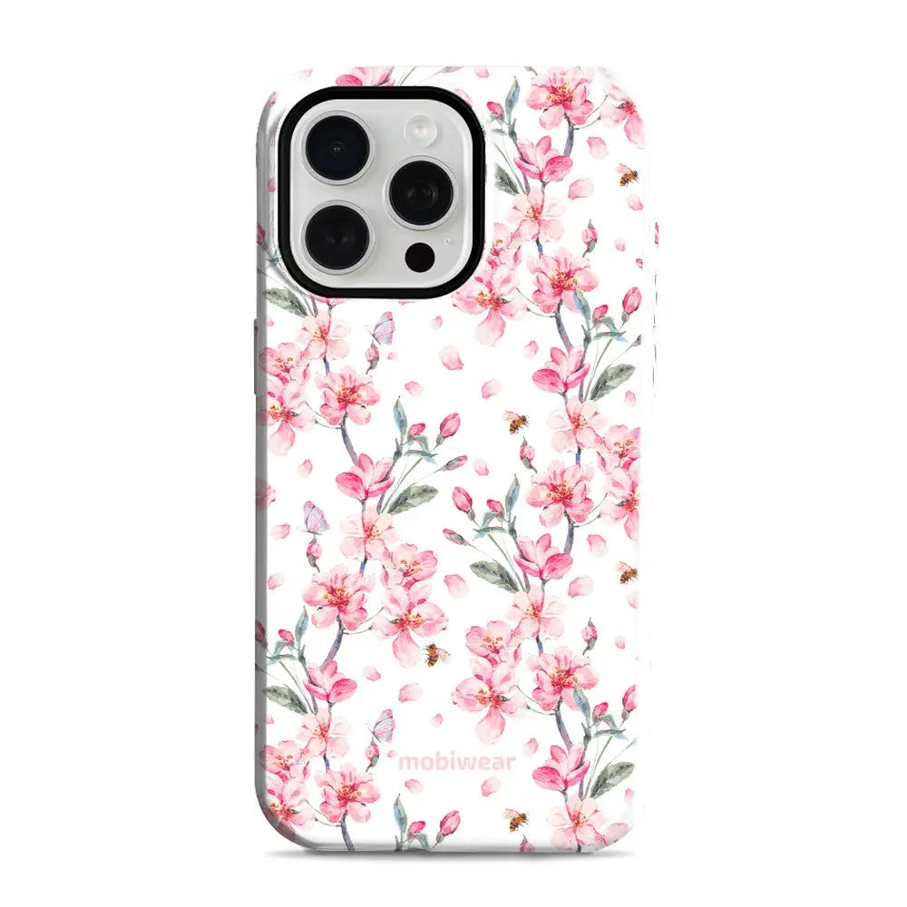 Handyhülle für iPhone 15 Pro Max, Mobiwear Elite Pro, Japanischer Blumenstrauß