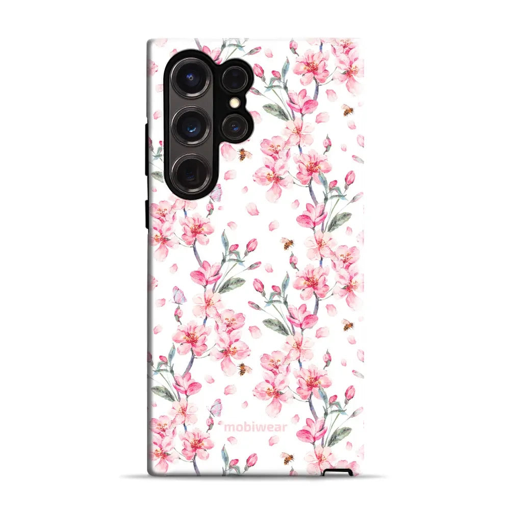 Handyhülle für Galaxy S23 Ultra, Mobiwear Elite Pro, Japanischer Blumenstrauß