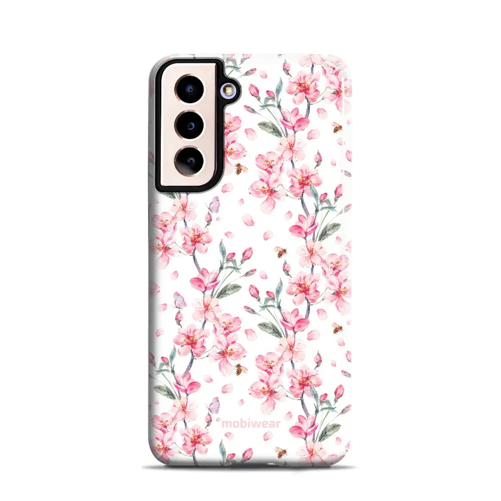 Handyhülle für Galaxy S21, Mobiwear Elite Pro, Japanischer Blumenstrauß