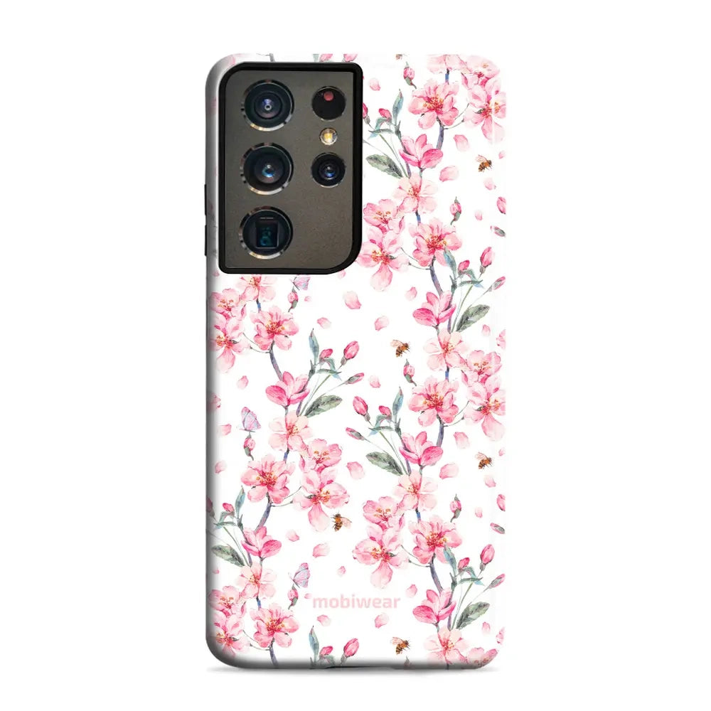 Handyhülle für Galaxy S21 Ultra, Mobiwear Elite Pro, Japanischer Blumenstrauß