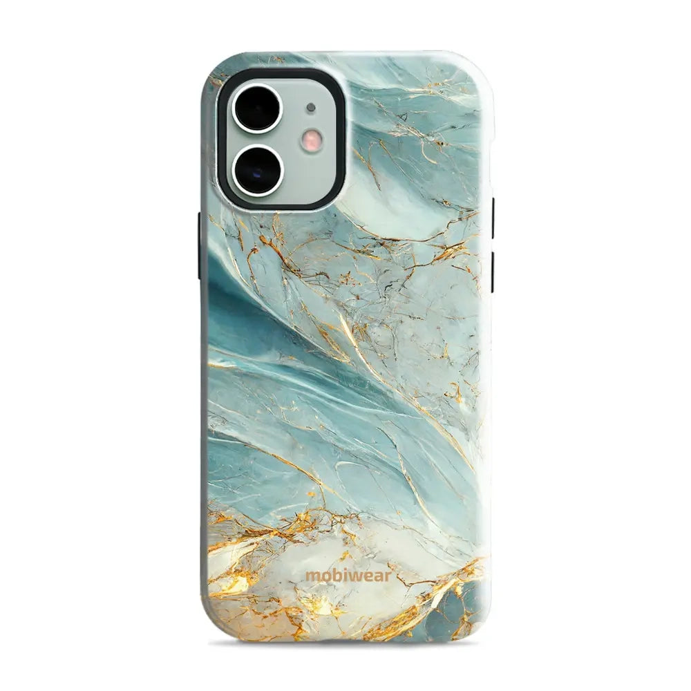 Handyhülle für iPhone 12, Mobiwear Elite Pro, Adern des Azur