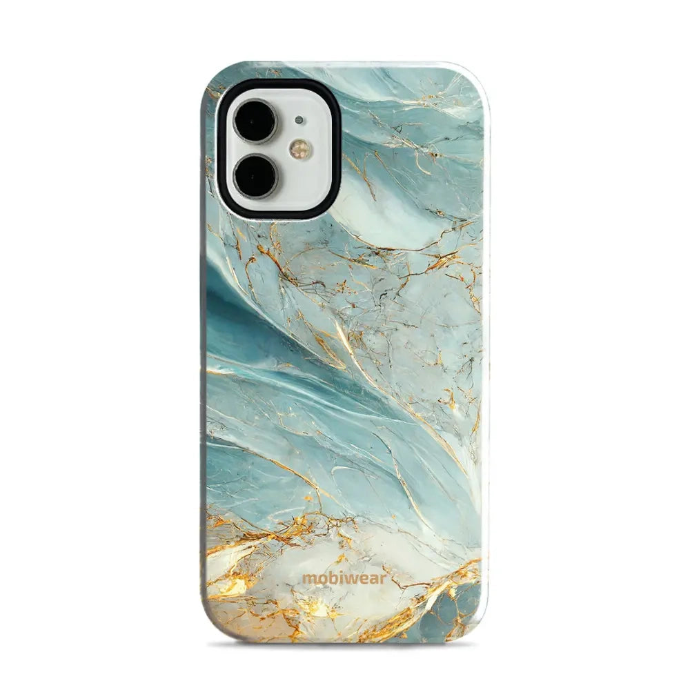 Handyhülle für iPhone 12 Mini, Mobiwear Elite Pro, Adern des Azur