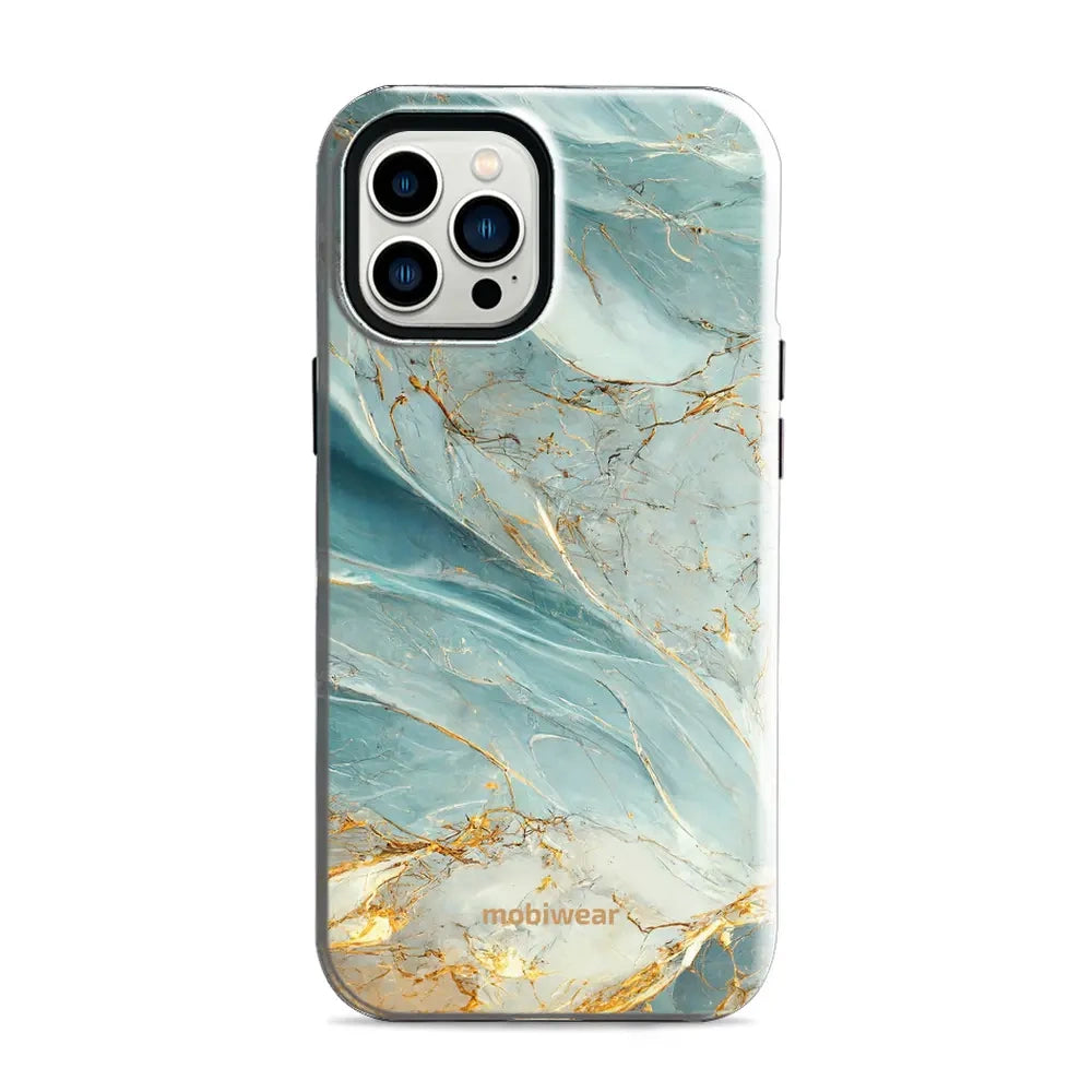 Handyhülle für iPhone 12 Pro Max, Mobiwear Elite Pro, Adern des Azur