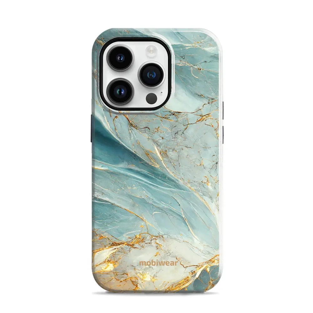 Handyhülle für iPhone 14 Pro, Mobiwear Elite Pro, Adern des Azur