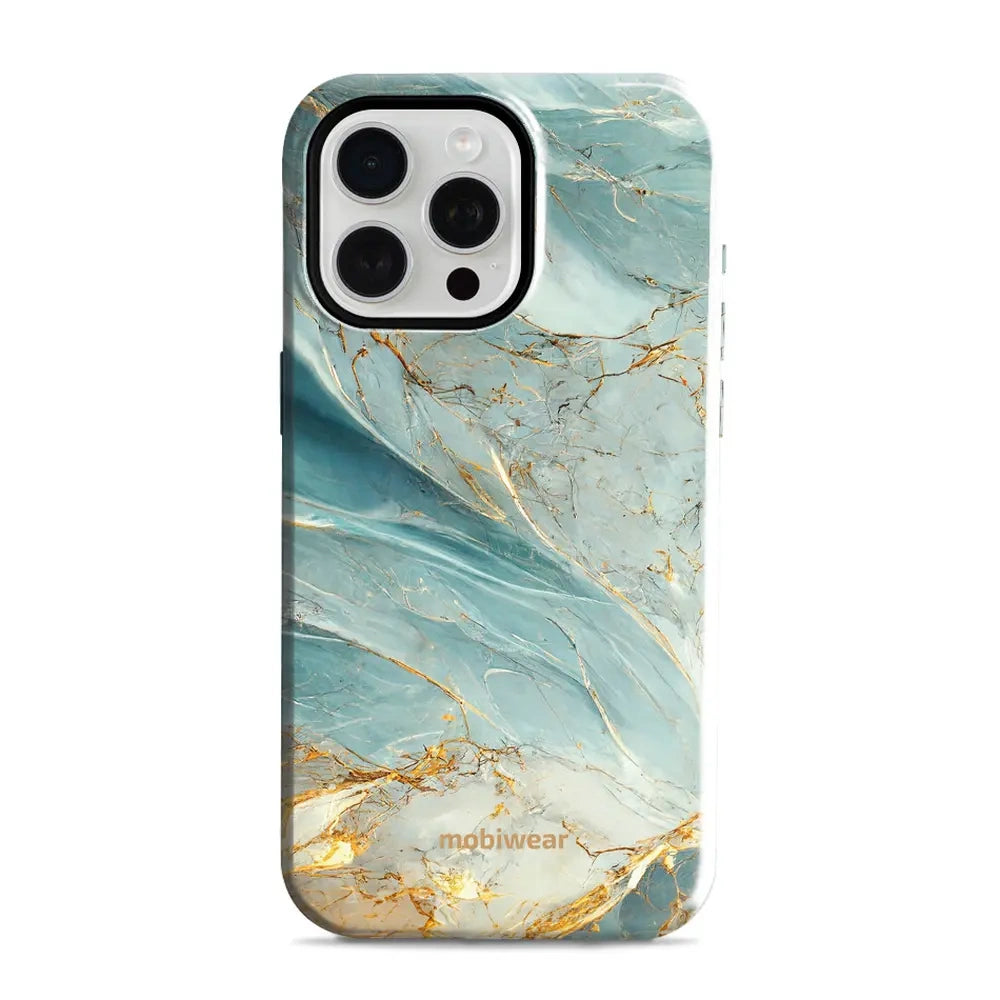 Handyhülle für iPhone 15 Pro Max, Mobiwear Elite Pro, Adern des Azur