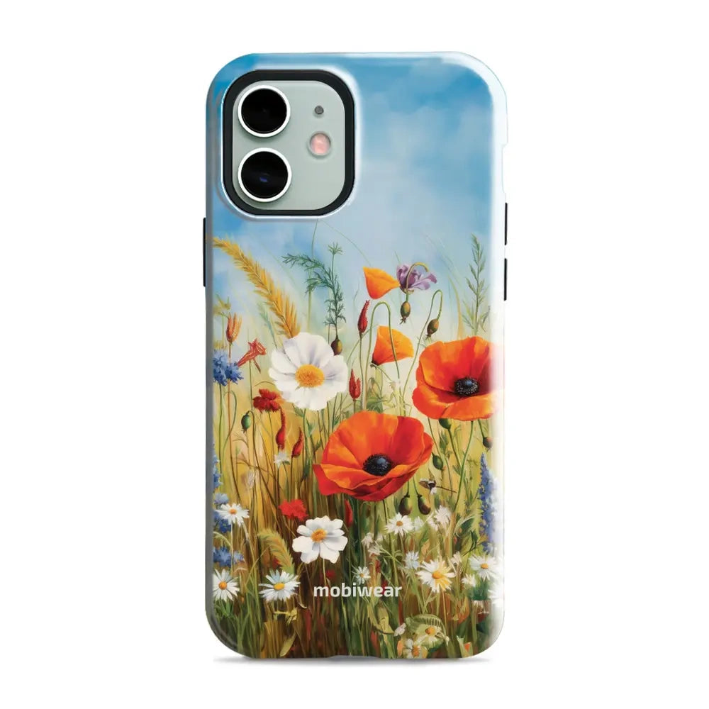 Handyhülle für iPhone 12, Mobiwear Elite Pro, Wiesenblumen