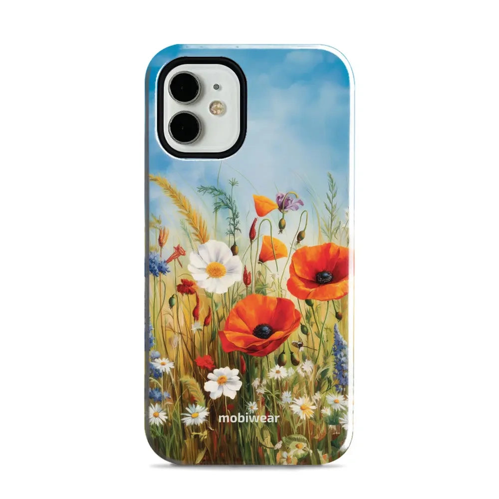 Handyhülle für iPhone 12 Mini, Mobiwear Elite Pro, Wiesenblumen