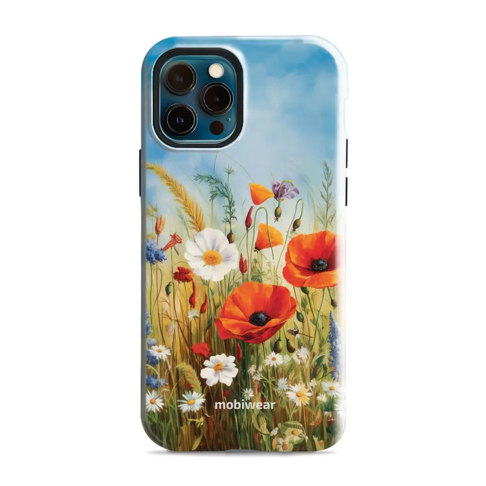 Handyhülle für iPhone 12 Pro, Mobiwear Elite Pro, Wiesenblumen