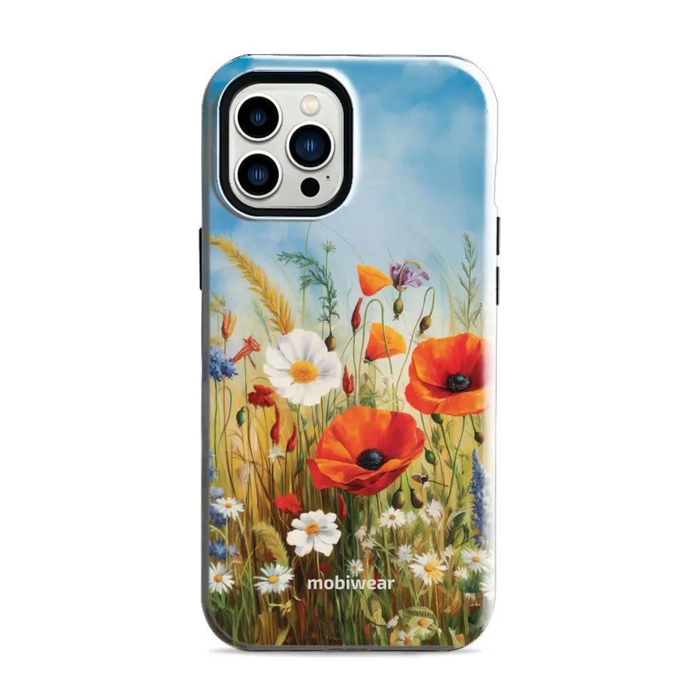 Handyhülle für iPhone 12 Pro Max, Mobiwear Elite Pro, Wiesenblumen