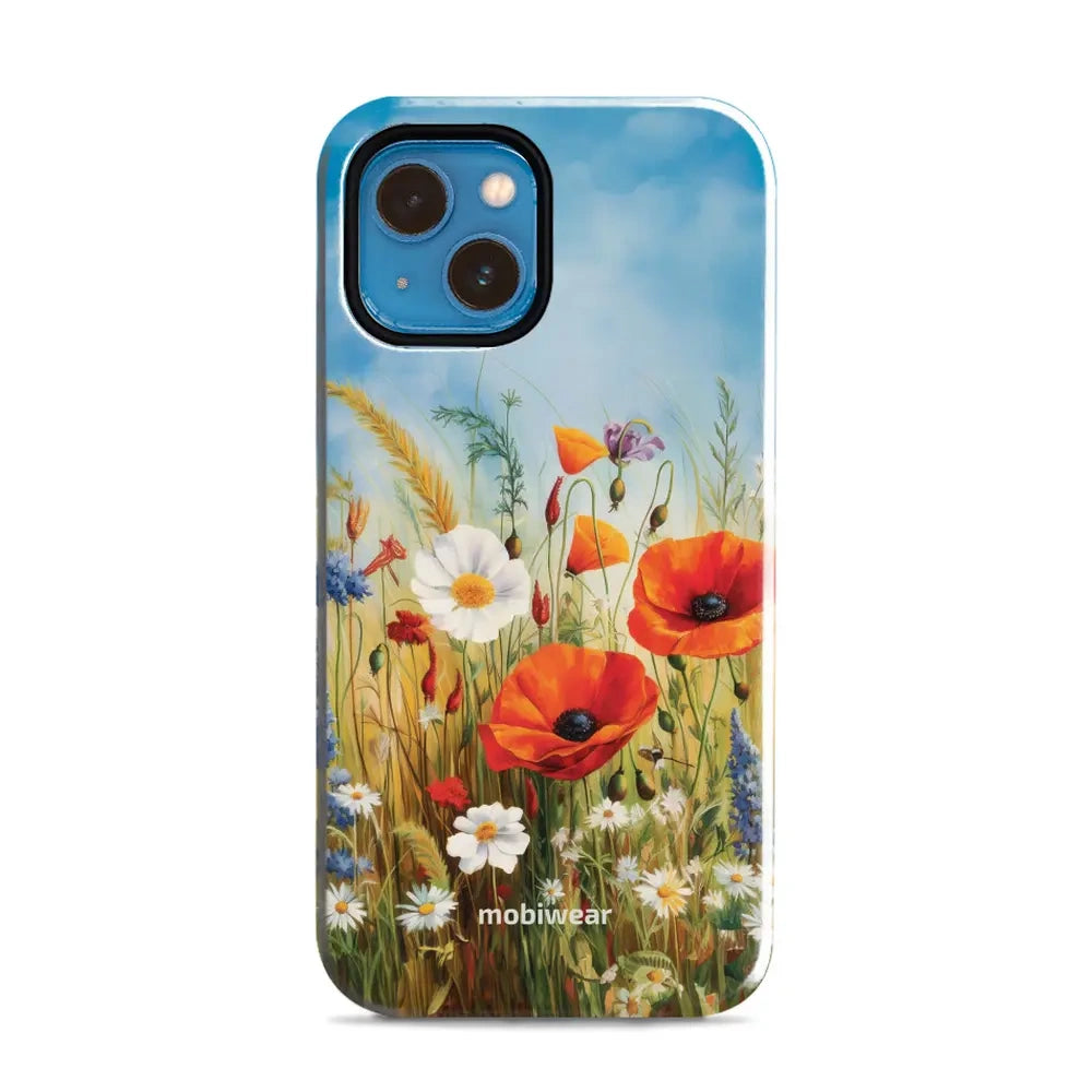 Handyhülle für iPhone 13 Mini, Mobiwear Elite Pro, Wiesenblumen