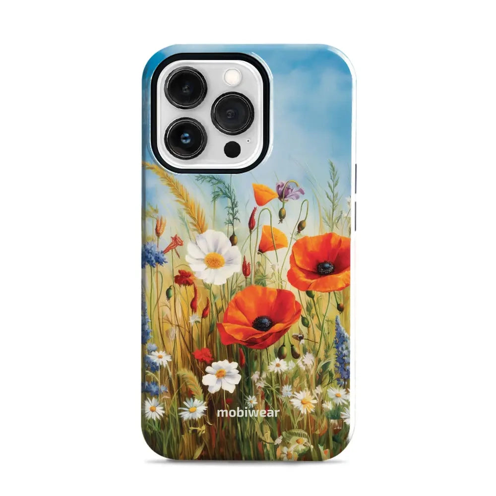 Handyhülle für iPhone 13 Pro, Mobiwear Elite Pro, Wiesenblumen