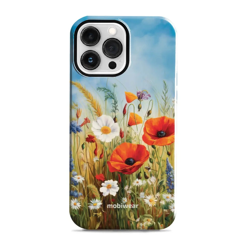 Handyhülle für iPhone 13 Pro Max, Mobiwear Elite Pro, Wiesenblumen
