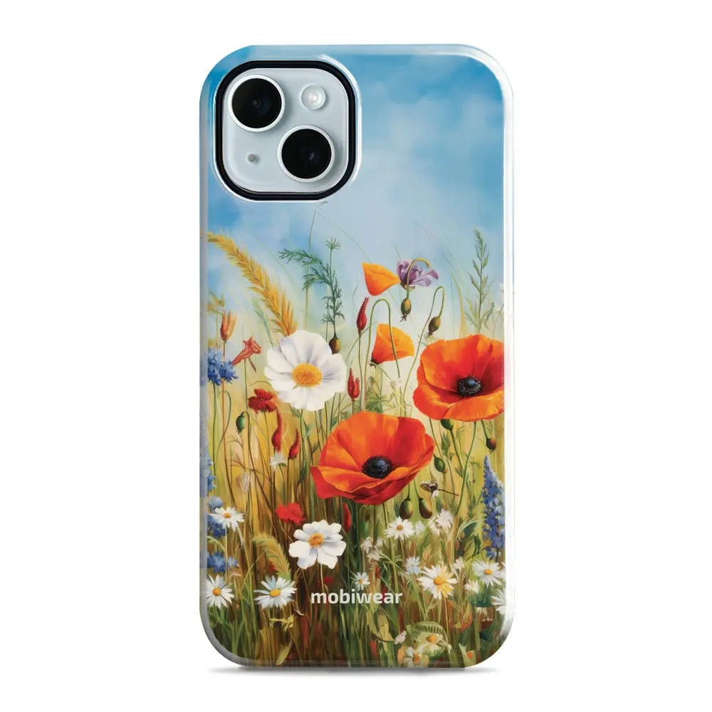Handyhülle für iPhone 14, Mobiwear Elite Pro, Wiesenblumen