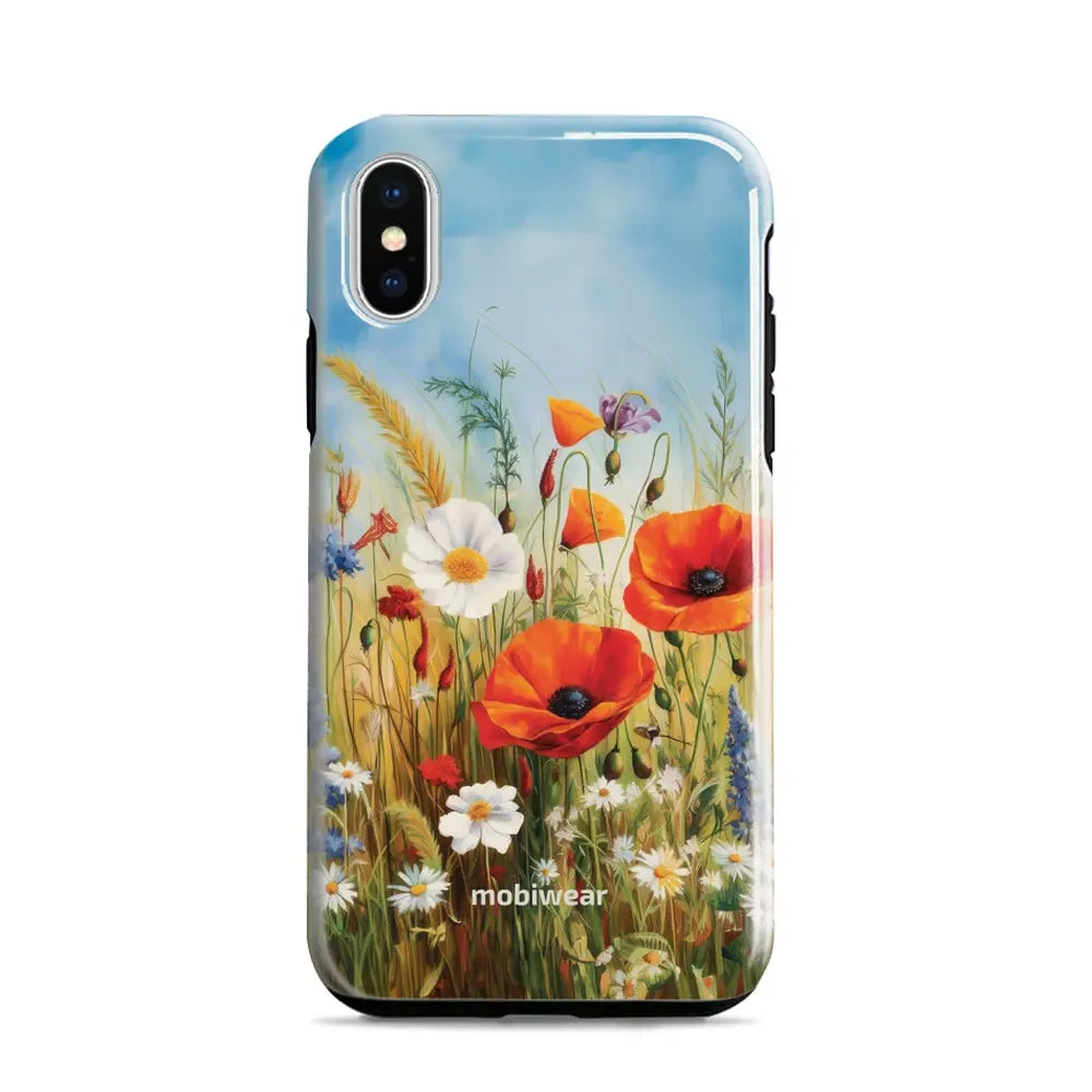 Handyhülle für iPhone X, Mobiwear Elite Pro, Wiesenblumen