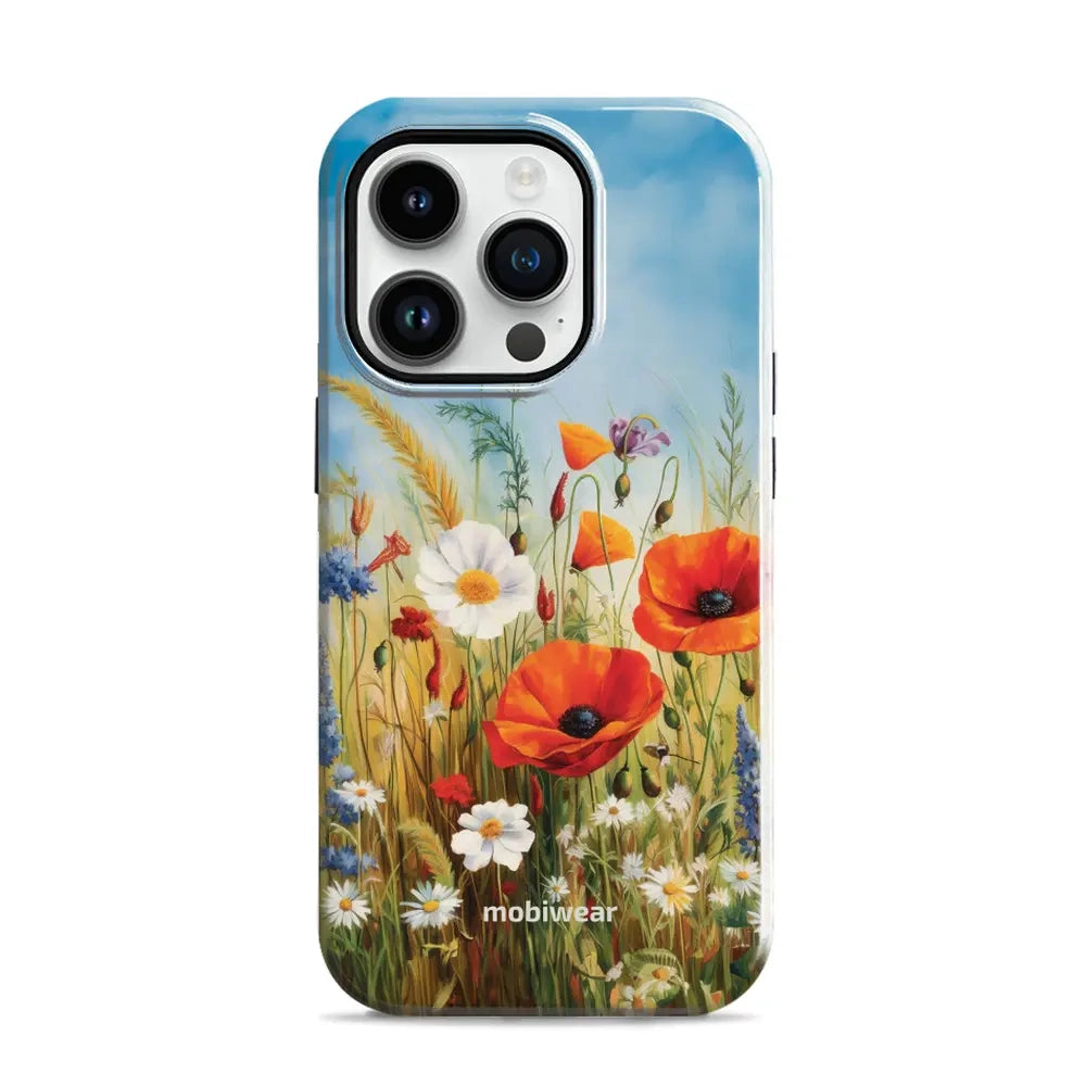 Handyhülle für iPhone 14 Pro, Mobiwear Elite Pro, Wiesenblumen