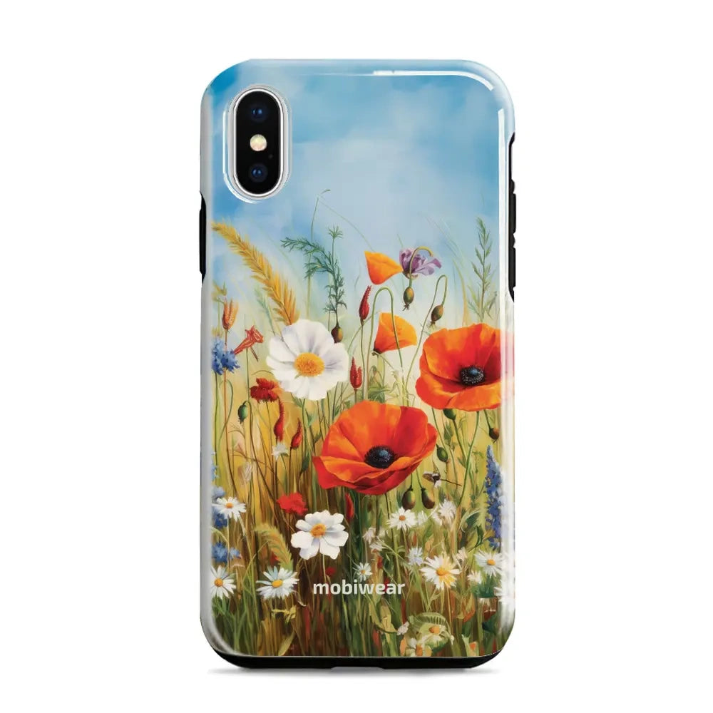 Handyhülle für iPhone Xr, Mobiwear Elite Pro, Wiesenblumen