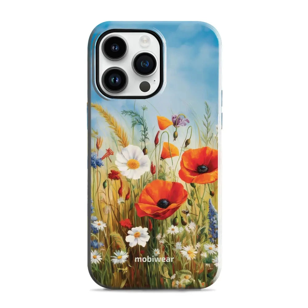 Handyhülle für iPhone 14 Pro Max, Mobiwear Elite Pro, Wiesenblumen
