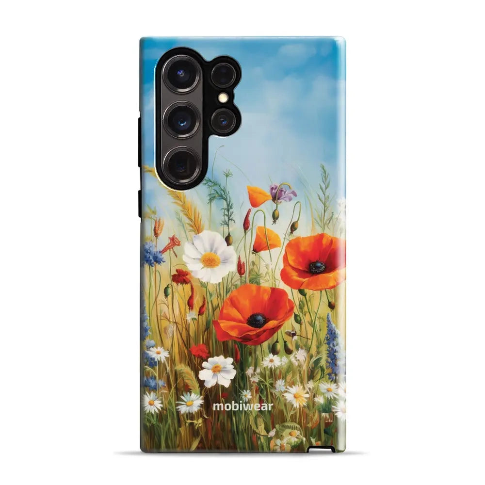 Handyhülle für Galaxy S23 Ultra, Mobiwear Elite Pro, Wiesenblumen