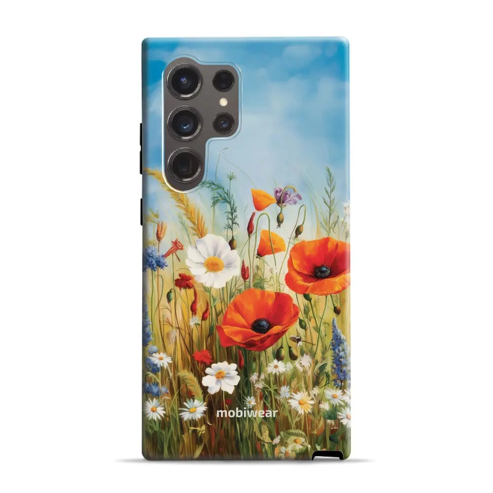 Handyhülle für Galaxy S24 Ultra, Mobiwear Elite Pro, Wiesenblumen