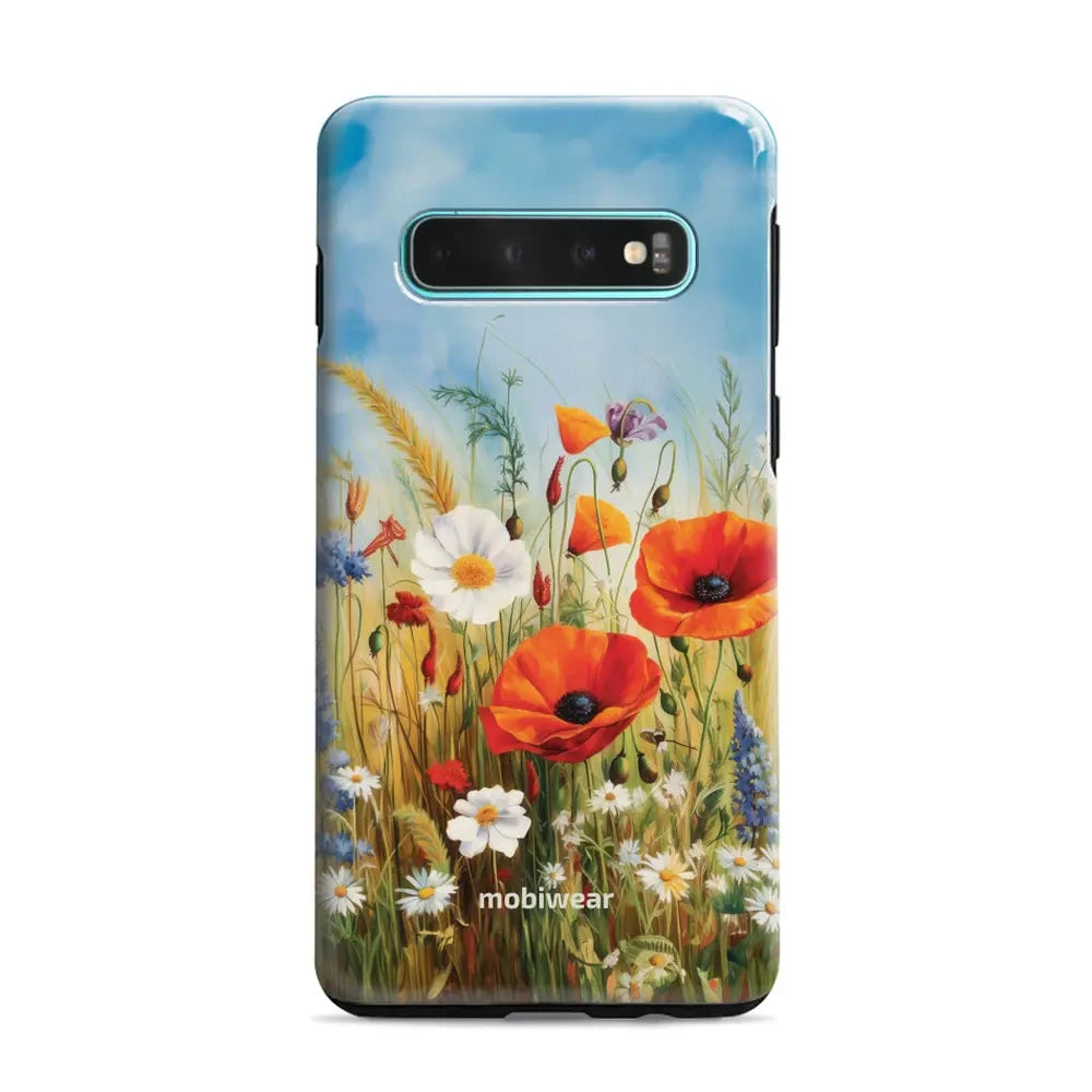 Handyhülle für Galaxy S10 Plus, Mobiwear Elite Pro, Wiesenblumen