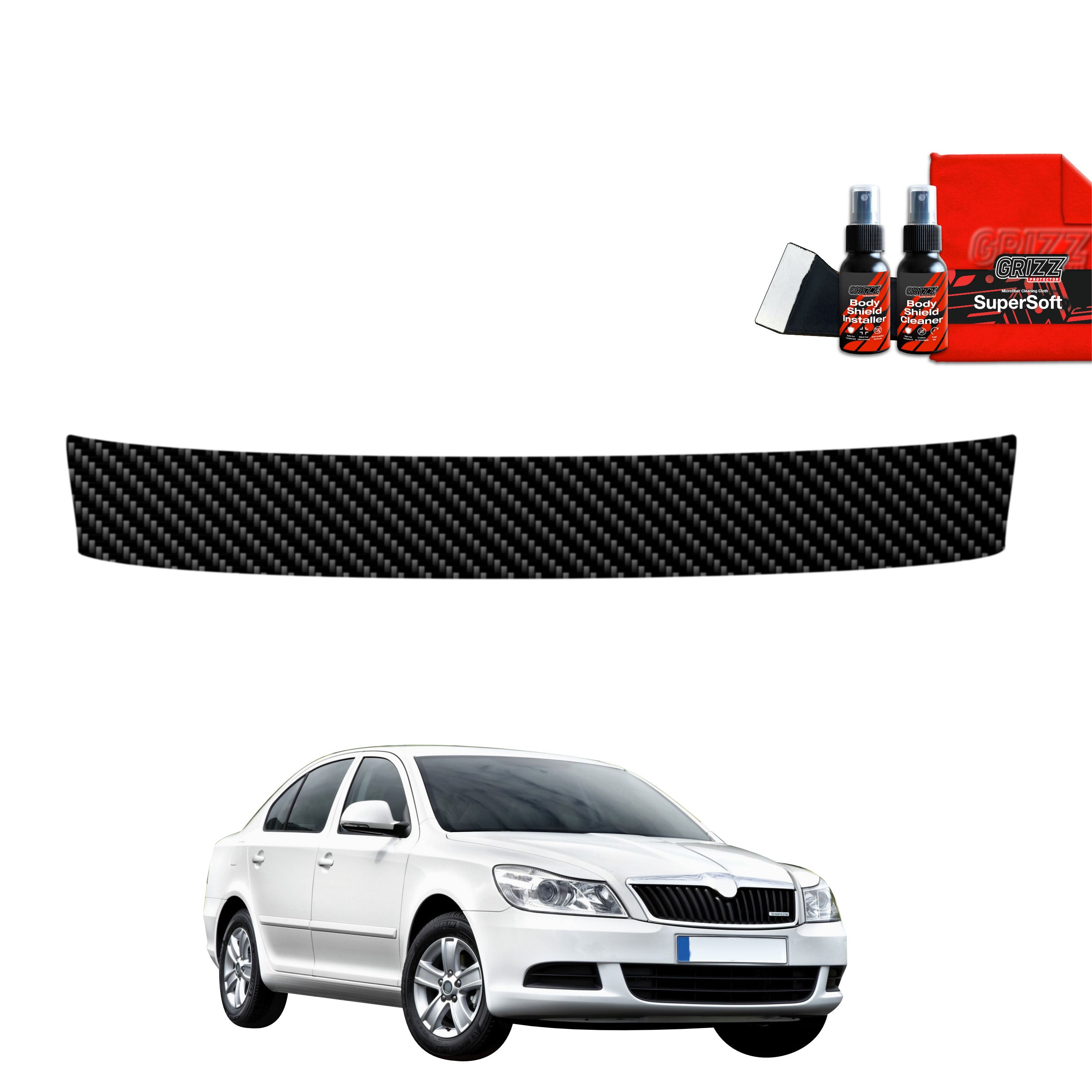 Kohlenstoff Schutzfolie Grizz Protector für Ladekante - Skoda Octavia 2 Sedan Facelifting (2008-2013)
