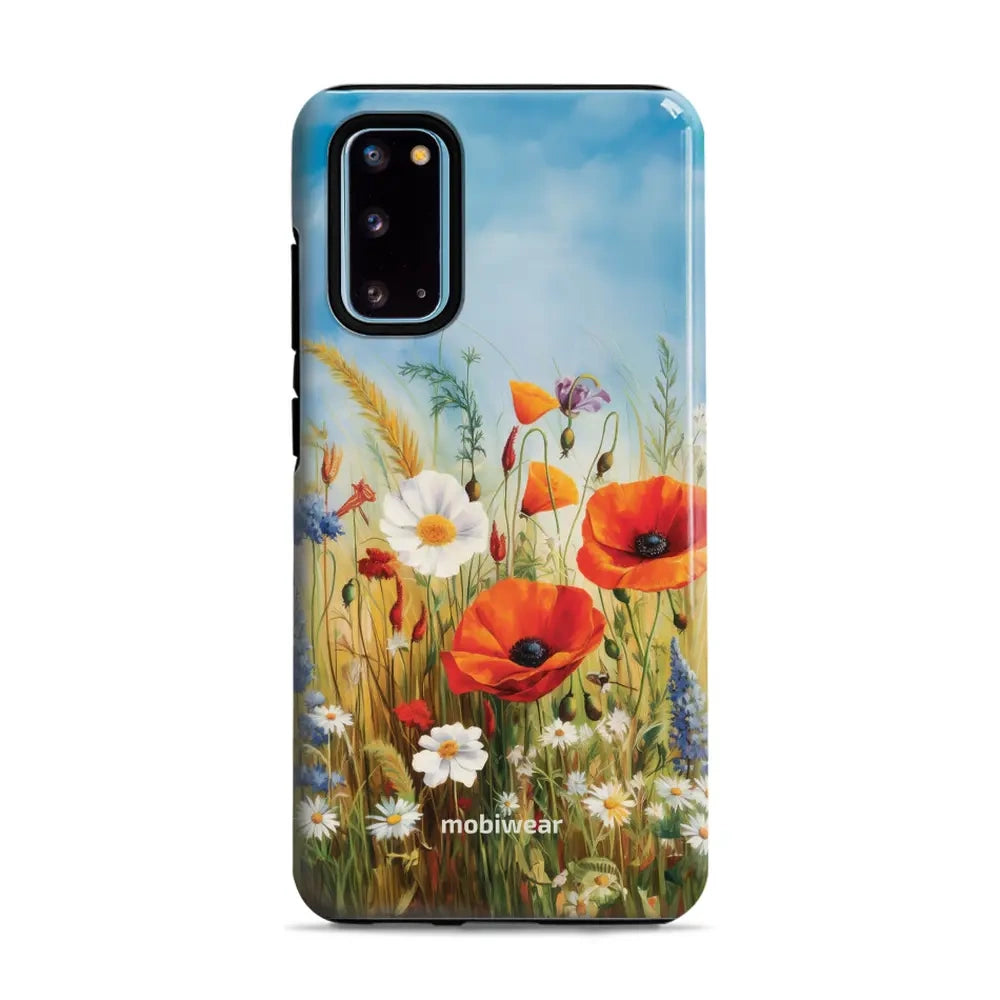 Handyhülle für Galaxy S20, Mobiwear Elite Pro, Wiesenblumen